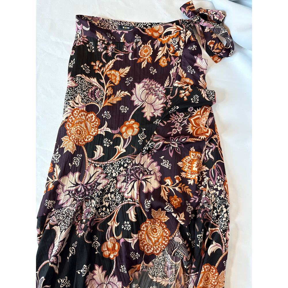 Anthropologie Maeve Ruffled Wrap Maxi Skirt Hi-Low Hem – Purple Floral – XS - Picture 4 of 9